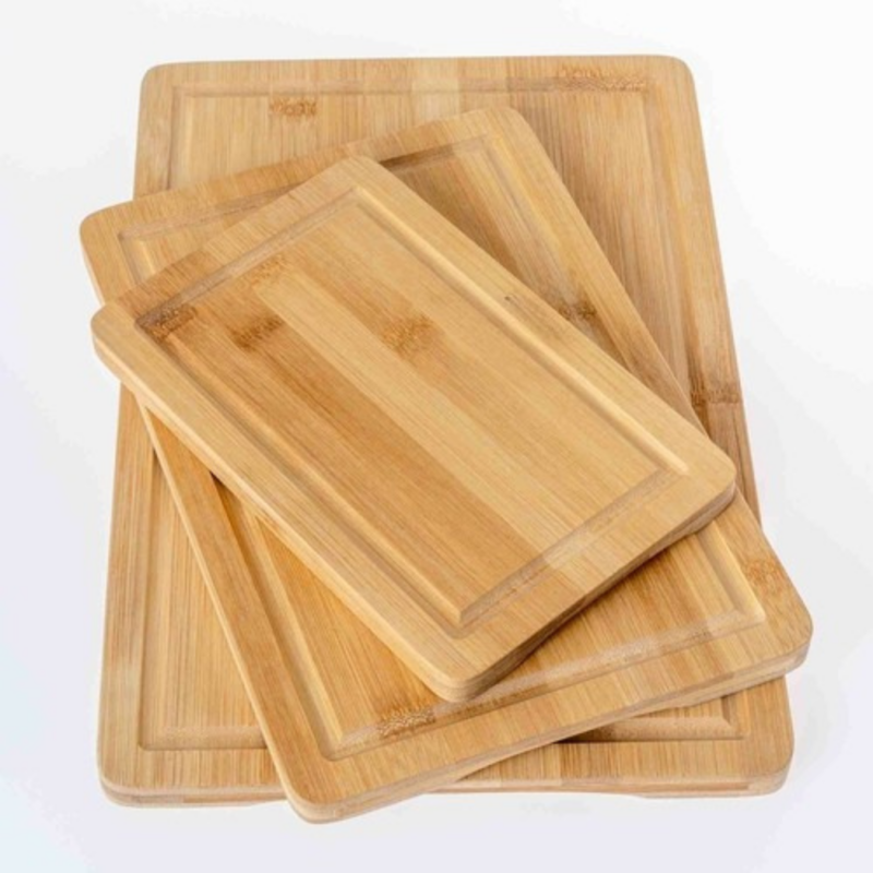 3-Piece Bamboo Cutting Board Set with Juice Grooves - Image 2